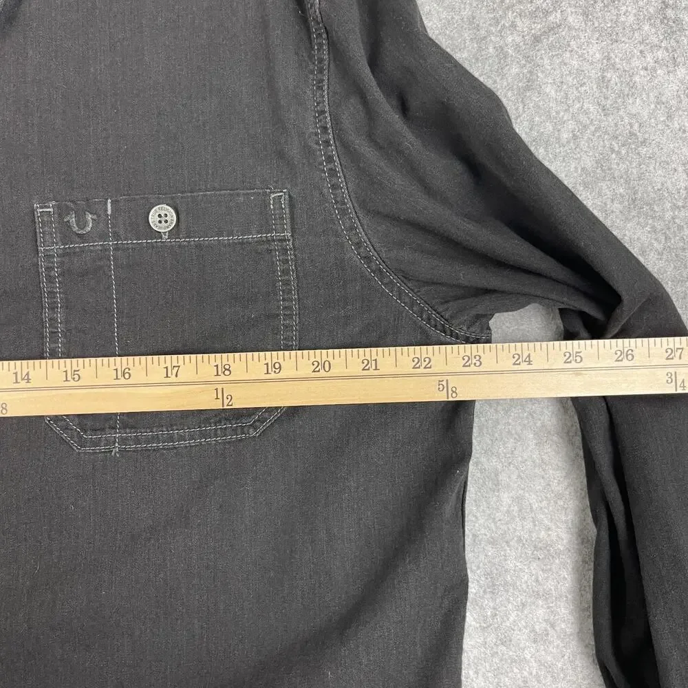 True Religion Heritage‎ Shirt Mens 2XL Black Button Up Long Sleeve Workwear